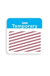 TIMEbadge Clip-on BACKpart With Printed Blue "Temporary" Header - Half-Day/One-Day - 500/Pkg.