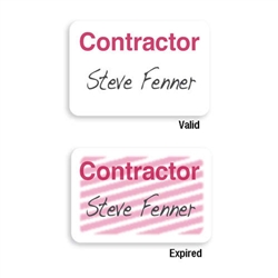 "Contractor" (One-Day) Manual FRONTpart - Expiring Timebadge Pre-Printed - 1000/Pkg.