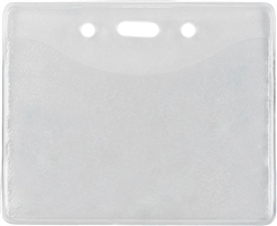 Clear Vinyl Horizontal Badge Holder With Slot & Chain Holes - Credit Card/Data Size - 100/Pkg.