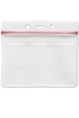 Clear Vinyl Horizontal Badge Holder With Zip Lock Top - Credit Card Size - 100/Pkg.