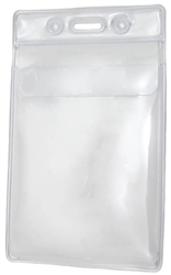 Clear Vinyl Vertical Badge Holder With Fold-Over Flap And Slot/Chain Holes - Military Size - 100/Pkg.