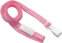 3/8" Pink Awareness Flat Braided Break-Away Lanyard with Wide Plastic "No-Twist" Hook -100/Pkg.