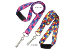 3/4" Autism Puzzle Lanyard With Swivel Hook And Safety Breakaway- 100/Pkg.