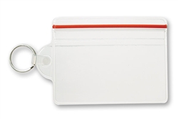 Clear Soft Vinyl Horizontal Badge Holder With Zip Lock Closure & Key Ring - Credit Card Size - 100/Pkg.
