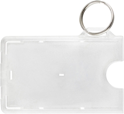Frosted Rigid Plastic 1-Card Holder With NPS Key Ring - Credit Card Size - 50/Pkg.