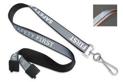 5/8" Reflective "Safety First" Pre-Printed Lanyard With Breakaway & Swivel Hook - 100/Pkg.